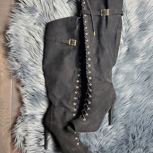 Open Toe Knee High Boots